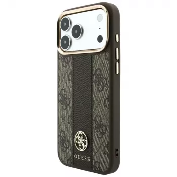 Guess 4G Stripe Round and Classic Logos coque MagSafe pour iPhone 18 Pro / 17 Pro - marron