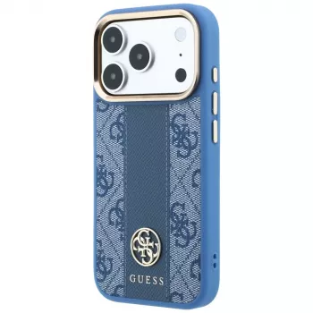 Coque MagSafe Guess 4G Stripe Round Classic Logos pour iPhone 18 Pro Max / 17 Pro Max - bleue