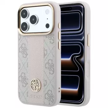 Coque MagSafe Guess 4G Stripe Round & Classic Logos pour iPhone 18 Pro / 17 Pro - rose