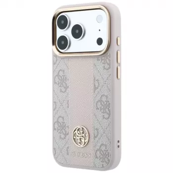 Coque MagSafe Guess 4G Stripe Round & Classic Logos pour iPhone 18 Pro / 17 Pro - rose
