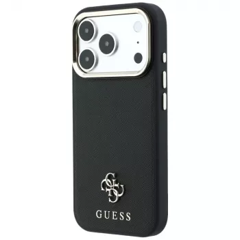 Coque MagSafe Guess Saffiano Small 4G & Classic Logo pour Apple iPhone 17 Pro Max / 18 Pro Max - noir