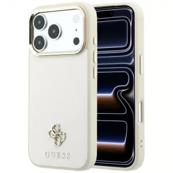 Coque MagSafe GUESS Saffiano Small 4G & Classic Logo pour iPhone 17 Pro Max / 18 Pro Max - beige