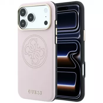 Guess Perforated 4G Gold Logo coque MagSafe pour iPhone 18 Pro Max / 17 Pro Max - rose