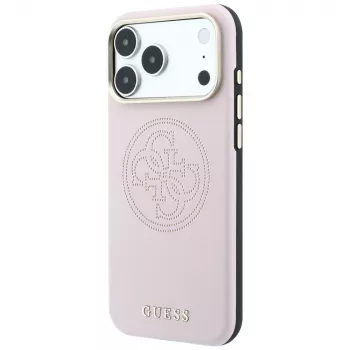 Guess Perforated 4G Gold Logo coque MagSafe pour iPhone 18 Pro Max / 17 Pro Max - rose