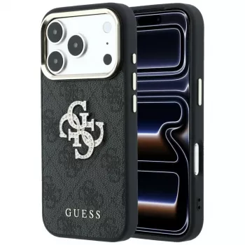 Coque Guess 4G & Big Strass Logo pour iPhone 17 Pro Max / 18 Pro Max - noir