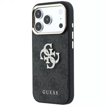 Coque Guess 4G & Big Strass Logo pour iPhone 17 Pro Max / 18 Pro Max - noir