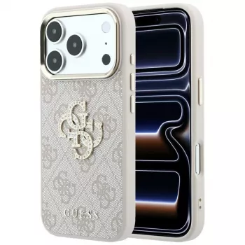Coque Guess 4G Big Strass Logo pour iPhone 17 Pro / 18 Pro - rose
