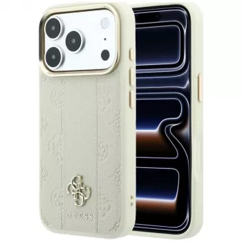 Coque MagSafe Guess Stripe Peony 4G Logo pour iPhone 18 Pro Max / 17 Pro Max - beige