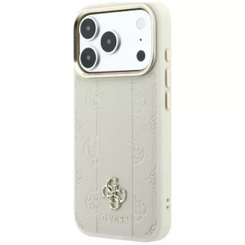 Coque MagSafe Guess Stripe Peony 4G Logo pour iPhone 18 Pro Max / 17 Pro Max - beige