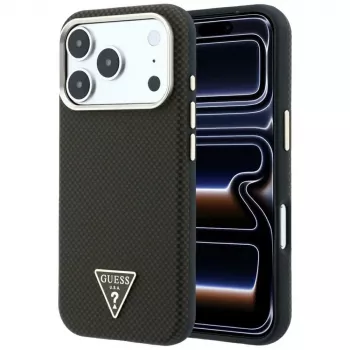 Coque MagSafe GUESS Kevlar Triangle Logo pour iPhone 17 Pro / 18 Pro – marron