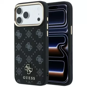 Coque MagSafe Guess Peony 4G Small Logo pour Apple iPhone 16 Pro Max / 17 Pro Max - Noir