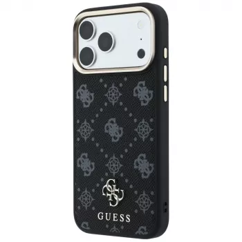 Coque MagSafe Guess Peony 4G Small Logo pour Apple iPhone 16 Pro Max / 17 Pro Max - Noir
