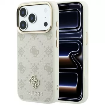 Coque MagSafe Guess Peony 4G Small Logo pour iPhone 18 Pro / 17 Pro - Beige