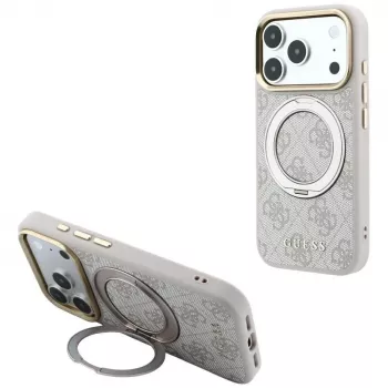 Guess Ring Stand 360 4G Classic Logo coque MagSafe pour iPhone 18 Pro Max / 17 Pro Max - rose