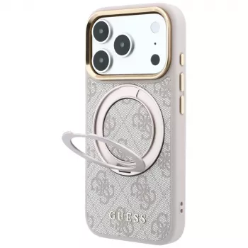 Guess Ring Stand 360 4G Classic Logo coque MagSafe pour iPhone 18 Pro Max / 17 Pro Max - rose