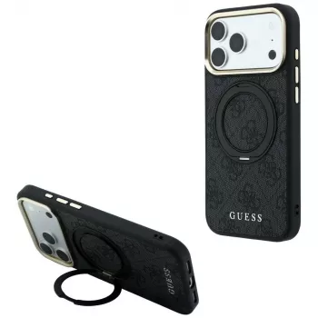 Guess Ring Stand 360 4G Classic Logo coque MagSafe pour iPhone 18 Pro Max / 17 Pro Max - noir