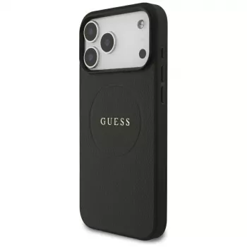 Guess Grained Gold Ring coque MagSafe pour Apple iPhone 18 Pro Max / 17 Pro Max, noir