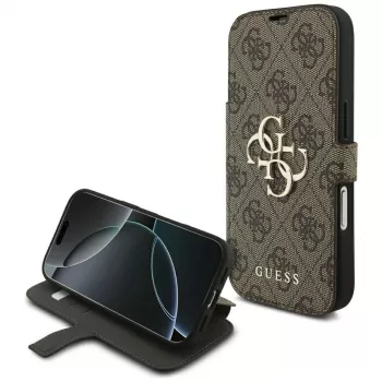 Coque Guess Book 4G Metal Logo pour Apple iPhone 18 Pro / 17 Pro – Marron