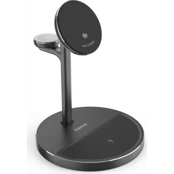 Station de charge sans fil Hama 3 en 1 Qi2, 15 W, noire