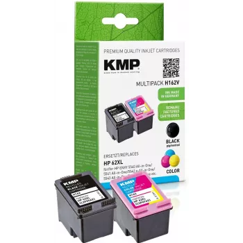 KMP 1741.400500 MultiPack Cartouches d'encre noire et tricolore compatibles avec HP 62XL (C2P05AE/C2P07AE) - pack de 2