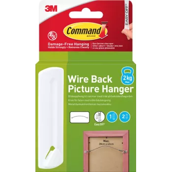 Crochet de suspension pour cadre à fil 3M Command, 1 crochet + 2 bandes, blanc (7100337033)
