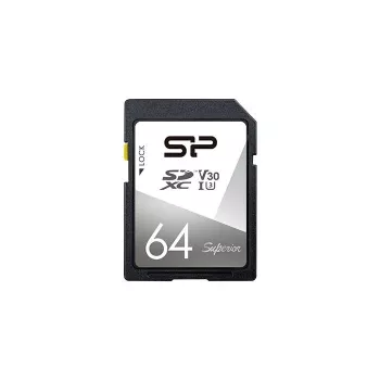 Carte mémoire Silicon Power 64 Go SDXC UHS-I U3 V30 - lecture 100 Mo/s, écriture 80 Mo/s, vidéo 4K