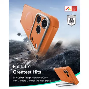 Coque MagSafe ESR Cyber Tough Kickstand pour iPhone 17 Pro / 18 Pro - orange