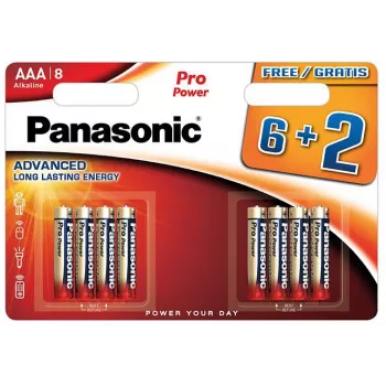 Piles alcalines Panasonic Pro Power AAA LR03 lot de 8 (6+2 offerts)