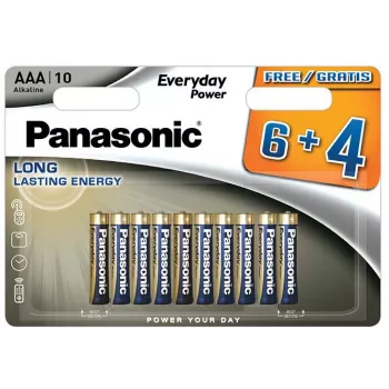 Panasonic Everyday Power AAA Alkaline Batteries LR03 10-Pack Blister (6+4 Bonus)