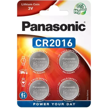Pile bouton lithium Panasonic CR2016 3V - lot de 4 (CR-2016EL/4B)