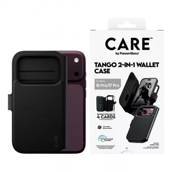 Étui portefeuille 2-en-1 CARE™ by PanzerGlass® Tango noir avec MagSafe pour iPhone 18 Pro / 17 Pro