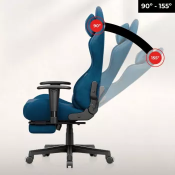 Chaise gaming ergonomique Huzaro Force 5.7 bleue - cuir PU, accoudoirs réglables, dossier inclinable, coussins lombaire et cervical