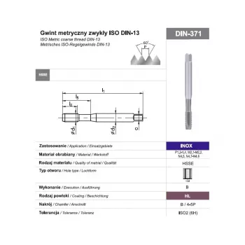 Taraud machine M10 DIN 371B 6H HSSE-PM HL INOX pour acier inoxydable