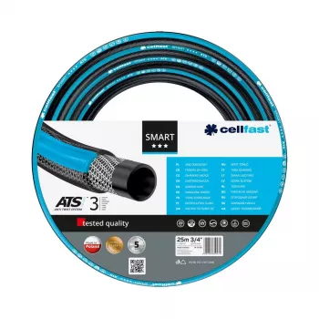 Tuyau d'arrosage CELLFAST SMART ATS 3/4 pouce 25 m - 6 couches anti-torsion, résistant aux UV et aux algues, contact alimentaire