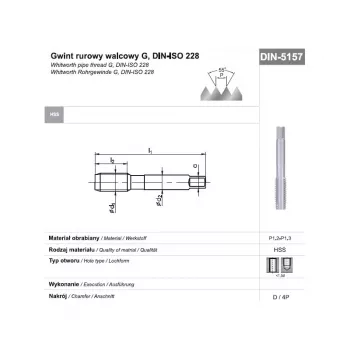 HSS Hand Tap G 1/2 DIN 5157D for Pipe Threading