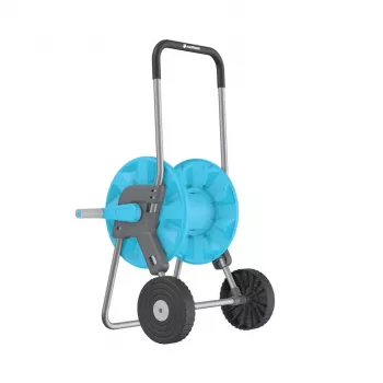 Enrouleur de tuyau en aluminium CELLFAST ALUPLUS 55-260, capacité 60 m 1/2 pouce, manivelle pliable, montage sans outil, gris/noir/orange