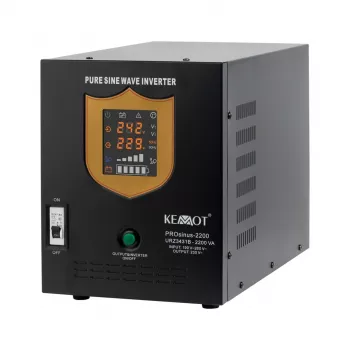 KEMOT PROsinus-2200 Onduleur inverseur à sinus pur avec chargeur, 12V DC vers 230V AC, 2200VA/1600W, Tour, noir