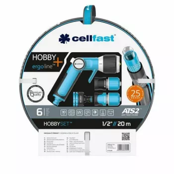 Cellfast HOBBY ATS2 ensemble d'arrosage 20 m 1/2 pouce arroseur rotatif 8 jets raccord rapide