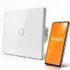 Interrupteur tactile Wi-Fi intelligent Qoltec 52715, 1 canal, verre trempé, blanc, Tuya/Smart Life, minuterie, commande vocale