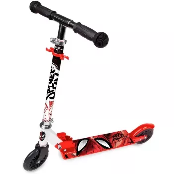 Trottinette 2 roues Disney Spider-Man pour enfants, pliable, guidon réglable, rouge/bleu