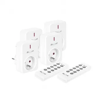Ensemble de prises secteur télécommandées KEMOT URZ3471 (4 prises + 2 télécommandes, 433,92 MHz, blanc)