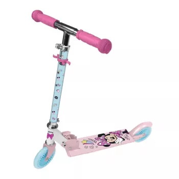 Disney Minnie Mouse Trottinette 2 roues pour enfants, rose, hauteur réglable, pliable, 50 kg max