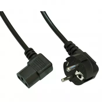 Câble d'alimentation coudé Akyga AK-PC-02A, CEE 7/7 vers IEC C13 90°, 1,5 m, noir