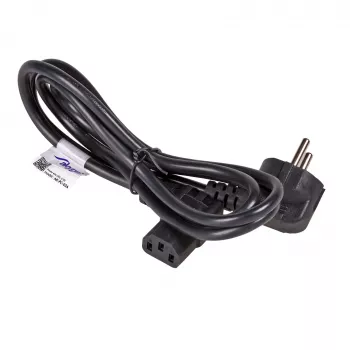 Câble d'alimentation coudé Akyga AK-PC-02A, CEE 7/7 vers IEC C13 90°, 1,5 m, noir