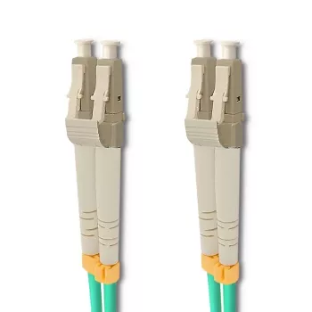 Câble de raccordement fibre optique Qoltec 5 m LC/UPC vers LC/UPC duplex multimode OM3, turquoise