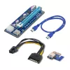 Riser Qoltec PCI-E ver. 007C USB 3.0 PCIe x1 vers x16 avec câble 60 cm, 4 condensateurs solides, alimentation 6-pin/SATA/Molex, indicateur LED