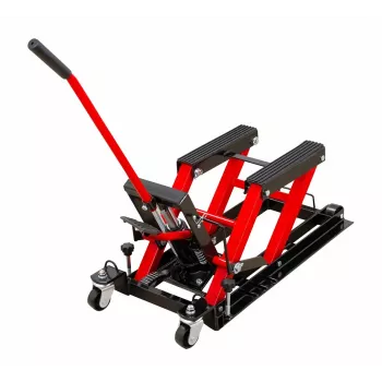 Élévateur hydraulique ATV/moto AWTOOLS 680 kg, plage de levage 115-358 mm, rouge/noir