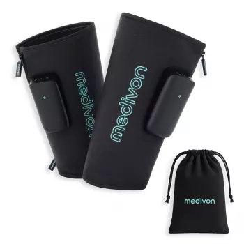 Appareil de massage des jambes par compression d'air MEDIVON FlowGo Duo avec chaleur, 6 modes, 3 intensités, rechargeable