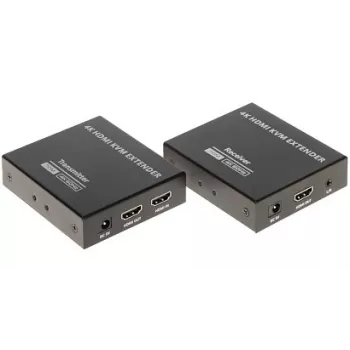 Extender KVM HDMI + USB sur IP, 4K@30Hz, 120 m, PoE, IR, métal