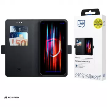 Coque portefeuille 3mk pour Samsung Galaxy A37 - cuir PU noir avec emplacements pour cartes, poche à billets, rabat magnétique et fonction support